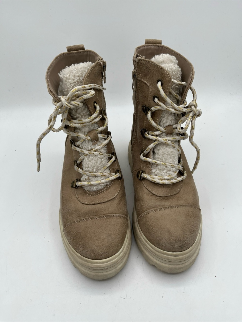 Art Class girls tan faux fur lined boots